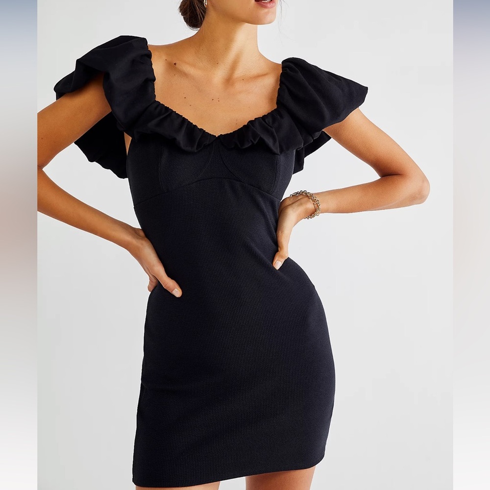 Free People Talia Mini Dress Black